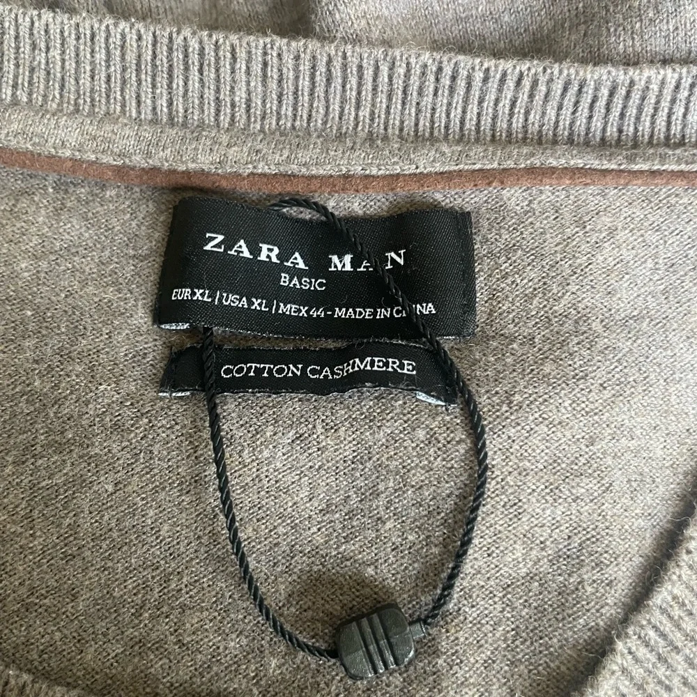 Zara Cashmere Blend Sweater Men's Basic XL V-Neck Brown Classic